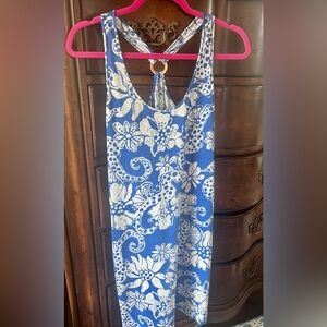 EUC Lilly Pulitzer Cotton Shore Dress Deep Sea Blue Quahig Chowdah Size Médium